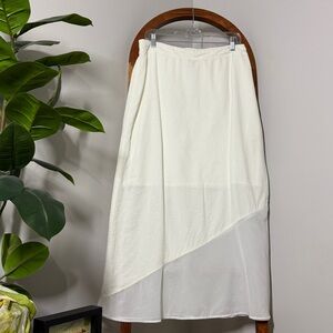 Chico's MEDIUM/8 White Linen Blend Chiffon Hem Midi Maxi Skirt
